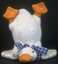 Piggy Bank: Ceramic HAND-PAINTED Glazed Duck Standing On Wings W/ Stopper, Nib - £3.73 GBP