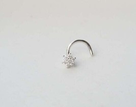 Round Cut Cz Diamond Flower Nose Stud Ring Piercing Pin 14k White Gold Over - £10.89 GBP