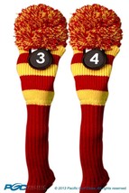 New 2 pc RED YELLOW 3 4 KNIT Hybrid Rescue golf club headcover Head cover - £19.81 GBP