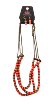 Paparazzi Necklace and Earring Set Coral Beads Bronze Color Spacers and Chains - £5.95 GBP