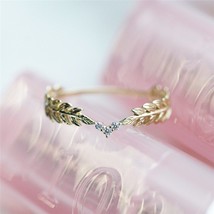 Cute girl stacking daily thin ring female gold filled wheat feather leaf ring fe - £6.89 GBP