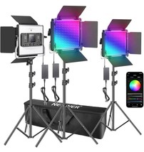 Neewer 3 Pack of 480 RGB Led Light with APP Control, Photography Video L... - $321.68