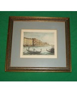 OLD HAND TINTED COLOR ENGRAVING GONDOLA BOAT VENICE GRAND CANAL RIALTO F... - £72.62 GBP