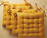 SET OF 4 THICK REVERSIBLE CUSHION CHAIR PADS with ties (17&quot;x17&quot;) YELLOW,... - $39.59