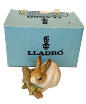 Lladro Easter Bunny Rabbit Hare Figurine 4722 box Spain sculpture Nao flower vtg - £193.61 GBP