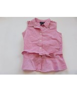 Ralph Lauren Girls Pink Gingham sleeveless shirt bottom ruffle 6 EUC - $13.06