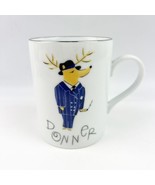 Vtg Pottery Barn Reindeer Donner Christmas Coffee Tea Mug Cup Silver Rim... - $12.99