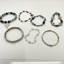 7 bracelets various  Women Set stones, silver trinkets fashion jewelry - £7.93 GBP