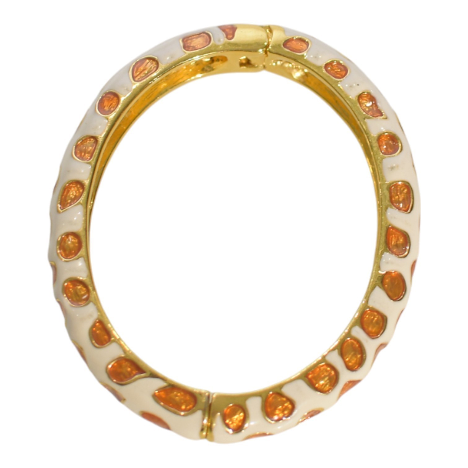 KENNETH JAY LANE Enamel Cuff Bracelet in cream orange and gold print Item image 5