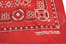 Vintage Red Paisley Bandana Fast Color 18&quot; Square NOS 14193 - $20.04