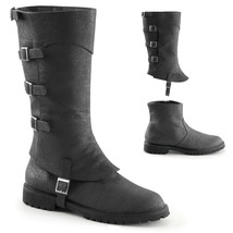 GOTH105/BPU Men&#39;s Black Faux Leather Detachable Medieval Soldier Costume Boots - £78.92 GBP