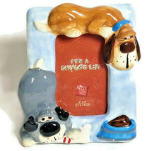 RUSS It&#39;s A Dawg&#39;s Life Small 2&quot; X 3&quot; Picture Frame Porcelain Artist Signed - £19.62 GBP