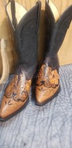 Womens cowboy boots Hand tooled flower overlay size 6  item: P052 - $271.15