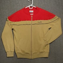 Vtg 70s 80s Track &amp; Court Jacket Mens Medium Tennis Running Track Suit Red Tan - $30.80