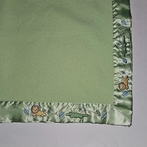 Just Born Green Baby Blanket Fleece Satin Trim Embroidered Lion Alligator Leaf - £46.68 GBP