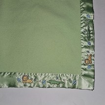 Just Born Green Baby Blanket Fleece Satin Trim Embroidered Lion Alligator Leaf - £46.99 GBP