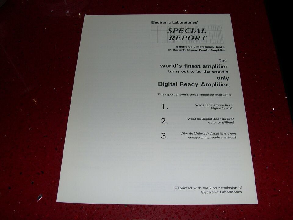 ELECTRONIC LABORATORIES DIGITAL READY AMPLIFIER REPRINT ARTICLE 4 PAGES - $6.00