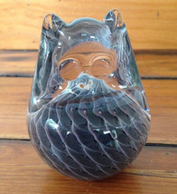 Vtg Swedish Crystal FM Konstglas Swirl Glass Owl Art Paperweight Ronneby Sweden - £62.47 GBP