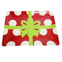 Real Home Christmas Party Platter Red Gift Polka Dot 15&quot; Ceramic Holiday... - $14.83
