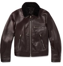 Men&#39;s Luxurious Leather Jacket Shearling Collar ALL SIZES - $159.00