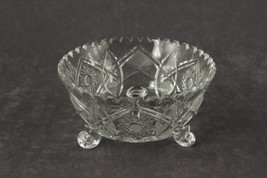 Vintage Hand Cut Lead Crystal Footed Open Candy Serving Bowl HOBSTAR Fan Pattern - £16.17 GBP