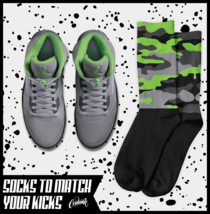 CAMO Socks for J1 5 Green Bean Silver Flint Grey Chlorophyll 3 Neon 4 Shirt - £16.29 GBP