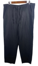 Cubavera Linen Blend Pants Size Large Black, Loose Leg Pull On Mens Reso... - $55.79