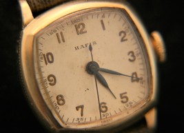 Vintage men&#39;s WWII 1940&#39;s Swiss Hafis, R. Gsell &amp; Co. 7J unisex gold wristwatch - £105.27 GBP
