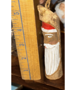 Vintage Hand Carved Hand Painted Santa Branch Christmas Ornament - $13.00
