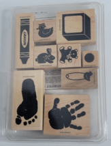 Stampin’ Up Definitely Decorative Kids Handprint Baby Shower Rubber Stamps Set - £7.88 GBP
