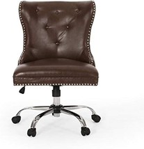 Dark Brown Chrome Christopher Knight Home Keith Contemporary Tufted Swivel - £98.94 GBP