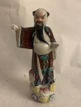 Ceramic Vintage Hand Painted Chinese Man Figurine Statue Figure 10&quot; - £47.06 GBP