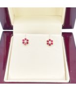 22ct Yellow Gold Children&#39;s Red Floral Stud Earrings 5mm - $252.35 CAD