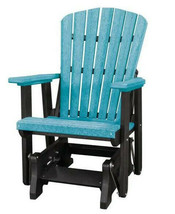 Adirondack Glider Chair - Aruba Blue &amp; Black Fan Back All-Season Poly Chair Usa - £474.49 GBP