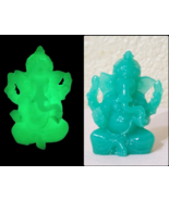 GANESH GLOW IN THE DARK SMALL STATUE-Jade Color Resin Stone-Figurine-Suc... - $19.99