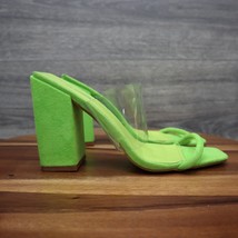 Cape Robbin Sandals Womens 9 Neon Green Suede Transparent Strap Slip on ... - $28.59