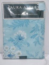 Laura Ashley Summer Spring Dandelions Blue White Vinyl Tablecloth 70" Ro... - $23.75