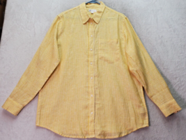 Gap Dress Shirt Womens Large Yellow Pinstripe Chest Pocket Collared Button Down - £13.27 GBP