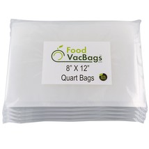 200 Quart Sized 8&quot;X12&quot; FoodVacBags Vacuum Sealer Storage Bags, BPA Free, Commerc - £52.71 GBP