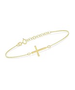 14k Real Gold Cross Bracelet for Women | 14k Gold Sideways | - £408.41 GBP