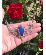Beautiful Wire Wrapped Dark Blue labradorite Necklace in Silver, Gothic ... - $180.00