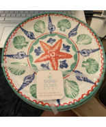 Set Of 8 Sigrid Olsen Melamine Starfish Seashells Dinner Plates Nautical... - $49.49