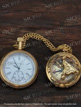 Montre de poche Elgin en laiton et boussole à cadran solaire en laiton c... - £34.91 GBP