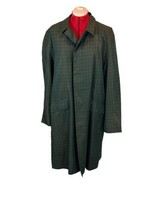 GRAIS ORIGINALS Trench Long Rain Over Coat Sz 42 Green Plaid USA Mens Ja... - £52.79 GBP