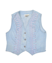 Vintage Denim Vest Womens L Studded Waist Coat BXB Y2k Light Wash Jean U... - £12.19 GBP