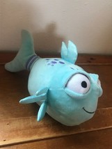 Dan Hanna Pout Pout Fish Doll Plush Aqua Blue w Purple Accents Bug Eyed FISH Stu - $11.29
