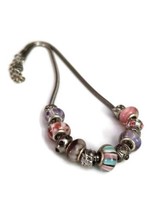 European Style Murano Glass Colorful Charm Bead Necklace - £12.36 GBP