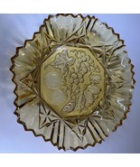 Vtg Federal Glass Pioneer Fruit Yellow Amber Clear 11” Crimped Ruffle Ed... - $13.57 CAD