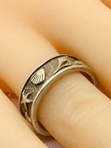 vintage sterling silver 925 star fish sea shell band size 7 - £41.11 GBP