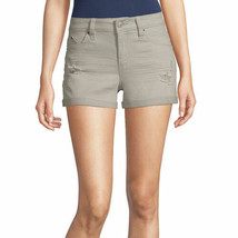 Ymi Women&#39;s Juniors Mid Rise Shortie Shorts Size 17 Riptear Aloe Color Cuffed - £18.99 GBP